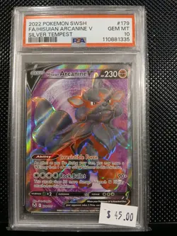 PSA 10 Hisuian Arcanine V 179 2022 Pokemon Sword & Shield Silver Tempest - Image 1