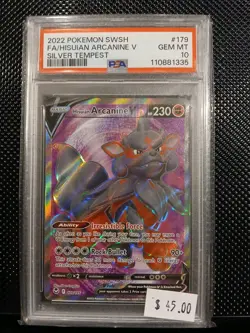 PSA 10 Hisuian Arcanine V 179 2022 Pokemon Sword & Shield Silver Tempest - Image 2