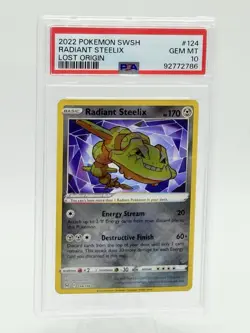 Graded PSA 10 2022 Pokemon SWSH Radiant Steelix Lost Origin #124 GEM MT - Image 1