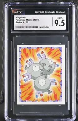 Pokemon Magneton Merlin Series 1 82 1998 CGC 9.5 Mint Sticker - Image 1