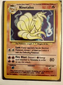 NINETAILS HOLO Pokemon Card - 1999 Base Set - #12/102 Keep In Album - Image 1