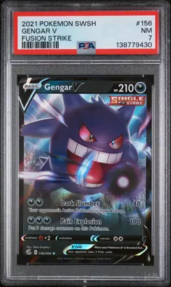 2021 POKEMON SWORD & SHIELD FUSION STRIKE #156 GENGAR V PSA 7 - Image 1