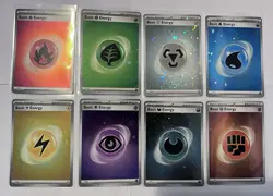 Eight basic energyHolo Pokemon cards SVE EN 01-08 Holo NM 2023 - Image 1