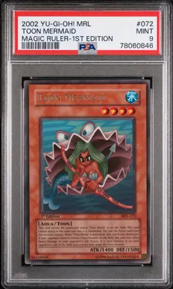 2002 Yugioh Magic Ruler 1st Edition Toon Mermaid MRL-072 PSA 9 - Clean! - Image 1