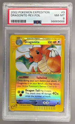 98669666 Dragonite 2002 Pokemon Expedition Set #9 Reverse Foil PSA 8 - Image 1