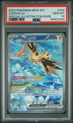 POKEMON 2023 ZAPDOS ex SPECIAL ILLUSTRATION RARE MEW EN-151 #202 PSA 10 - Image 1