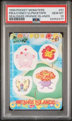 PSA 10 1999 Pocket Monsters Sealdass Orange Islands #01 PIKA/CHNSY/VLPM/BTRFR - Image 1