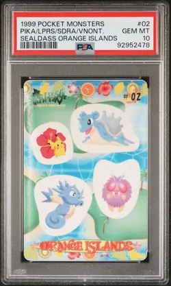 PSA 10 1999 Pocket Monsters Sealdass Orange Islands #02 PIKA/LPRS/SDRA/VNONT - Image 1
