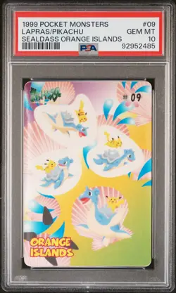 PSA 10 1999 Pocket Monsters Sealdass Orange Islands #09 LAPRAS/PIKACHU POP52 - Image 1