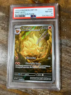 POKEMON 2023 Obsidian Flames Illustration Rare NINETALES #199 PSA 8 RARE - Image 1