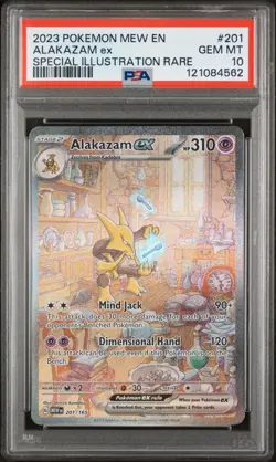 POKEMON 2023 ALAKAZAM ex SPECIAL ILLUSTRATION RARE MEW EN-151 #201 PSA 10 - Image 1