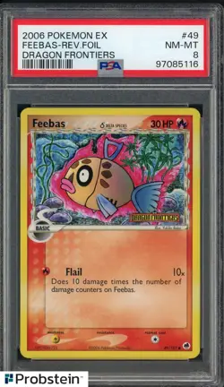 2006 Pokemon Ex Dragon Frontiers #49 Feebas Reverse Foil PSA 8 NM-MT - Image 1