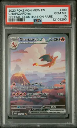 POKEMON 2023 CHARIZARD ex SPECIAL ILLUSTRATION RARE MEW EN-151 #199 PSA 10 - Image 1