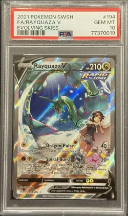 2021 PSA 10 POKEMON SWSH EVOLVING SKIES FULL ART RAYQUAZA V #194 💎 - Image 1