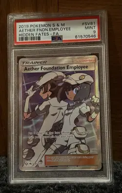 2019 Pokemon Sun & Moon Hidden Fates Full Art/Aether Foundation Employee PSA 9 - Image 1