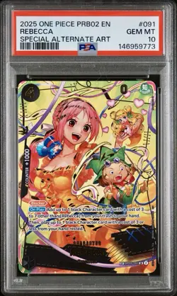 One Piece Card Game - Rebecca (SP) OP05-091 Premium Booster Vol.2 Foil PSA 10 - Image 1