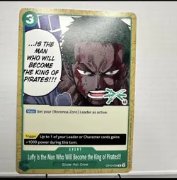 Zoro Juurou Event OP12-039 R, GREEN 3 SWORD LOGO 43, One Piece card, english - Image 1
