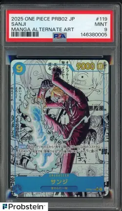 2025 One Piece Japanese PRB02 #119 Sanji Manga Alternate Art PSA 9 MINT - Image 1