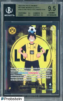 2025 ONE PIECE PROMOS BVB X ONE PIECE MATCH DAY 2025 003 MONKEY D. LUFFY BGS 9.5 - Image 1
