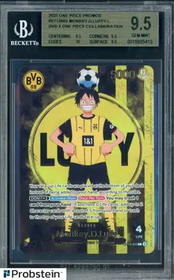 2025 ONE PIECE PROMOS BVB X ONE PIECE MATCH DAY 2025 003 MONKEY D. LUFFY BGS 9.5 - Image 1
