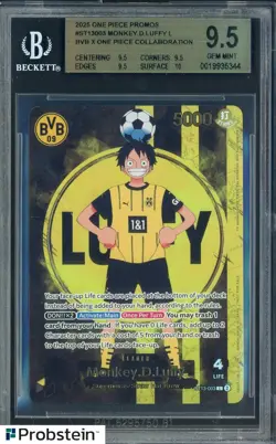 2025 ONE PIECE PROMOS BVB X ONE PIECE MATCH DAY 2025 003 MONKEY D. LUFFY BGS 9.5 - Image 1