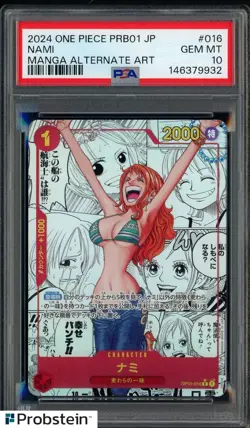 2024 One Piece Japanese PRB01 Manga Alternate Art #016 Nami PSA 10 GEM MINT - Image 1
