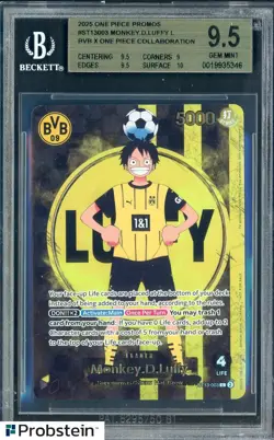 2025 ONE PIECE PROMOS BVB X ONE PIECE MATCH DAY 2025 003 MONKEY D. LUFFY BGS 9.5 - Image 1