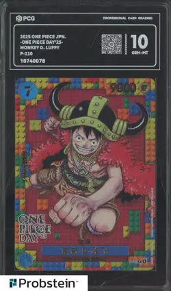2025 One Piece Japanese Day'25 P-110 Monkey D. Luffy PCG 10 GEM MINT - Image 1