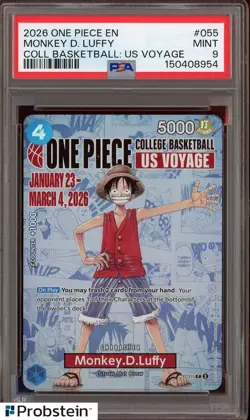 2026 One Piece EN College Basketball US Voyage #055 Monkey D Luffy PSA 9 - Image 1