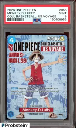 2026 One Piece EN College Basketball US Voyage #055 Monkey D Luffy PSA 9 - Image 1