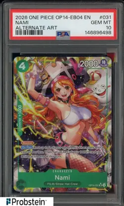 2026 One Piece OP14-EB04 En Alternate Art #031 Nami PSA 10 GEM MINT - Image 1