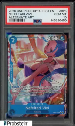 2026 One Piece OP14-EB04 EN #025 Nefeltari Vivi Alternate Art PSA 10 GEM MINT - Image 1