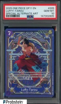 2025 One Piece OP11 EN Special Alternate Art #005 Luffy-Tarou PSA 10 GEM MINT - Image 1