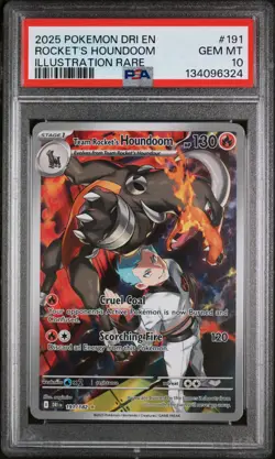 Pokemon TCG Team Rockets Houndoom Card #191/182 Destined Rivals PSA 10 - Image 1