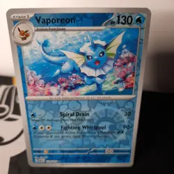 Pokemon TCG Vaporeon Scarlet Violet-151 Reverse Holo Holo Rare Card 134/165 - Image 1
