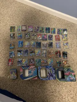 45 Rare EX, GX, V, and VMAX pokemon cards with boxes - Image 1