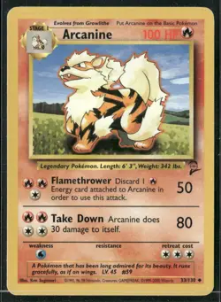 ✰ ARCANINE 33/130 UNCOMMON BASE SET 2 POKEMON ✰ MP - Image 2