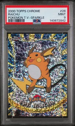 2000 TOPPS CHROME POKEMON T.V. SPARKLE #26 RAICHU PSA 9 - Image 1