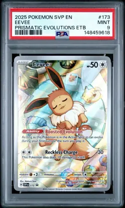 2025 POKEMON SVP EN-SV BLACK STAR PROMO PRISMATIC EVOLUTIONS ETB EEVEE 173 PSA 9 - Image 1