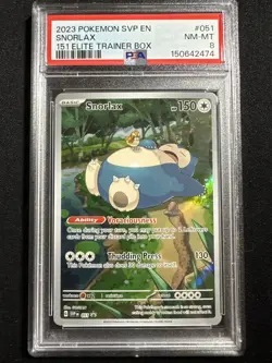 2023 POKEMON SVP EN-SV BLACK STAR PROMO 151 ELITE TRAINER BOX #051 SNORLAX PSA 8 - Image 1