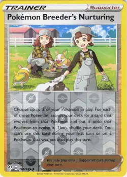 Pokemon Breeder's Nurturing Uncommon SWSH03: Darkness Ablaze 166/189 NM - Image 1