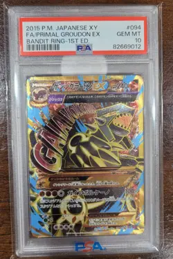 Pokemon Primal Groudon EX XY Bandit Ring 1st Ed Japanese Full Art #094 PSA 10 - Image 1