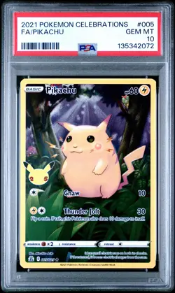 2021 POKEMON CELEBRATIONS #005 FULL ART/PIKACHU PSA 10 - Image 1