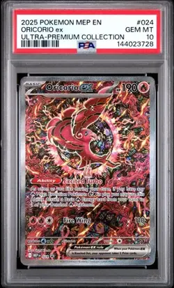 2025 POKEMON MEP EN-ME BLACK STAR PROMO 024 ORICORIO ex ULTRA-PREMIUM PSA 10 728 - Image 1