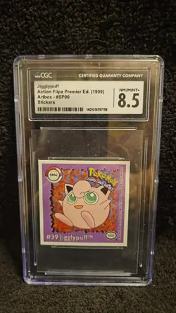 1999 POKEMON JIGGLYPUFF #39 SP06 ACTION FLIPZ STICKER CGC GRADED 8.5 NM/MINT + - Image 1