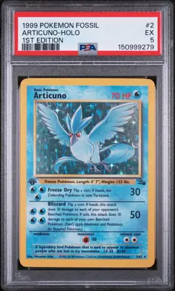 1999 Pokemon Fossil 1st Edition ARTICUNO HOLO PSA 5 #2 - Image 1