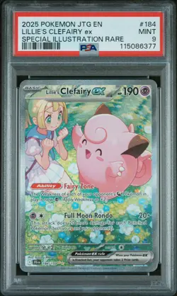 2025 POKEMON JTG EN-JOURNEY TOGETHER #184 LILLIE'S CLEFAIRY EX PSA 9 - Image 1