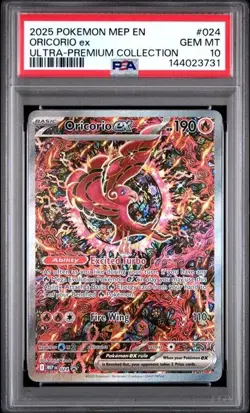 2025 POKEMON MEP EN-ME BLACK STAR PROMO 024 ORICORIO ex ULTRA-PREMIUM PSA 10 731 - Image 1