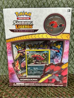 2017 POKEMON SUN & MOON SHINING LEGENDS PIN COLLECTION W/ ZOROARK PIN & PROMO - Image 1
