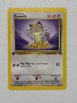 Meowth LP 56/64 1st Edition Jungle Pokemon Common - Image 1